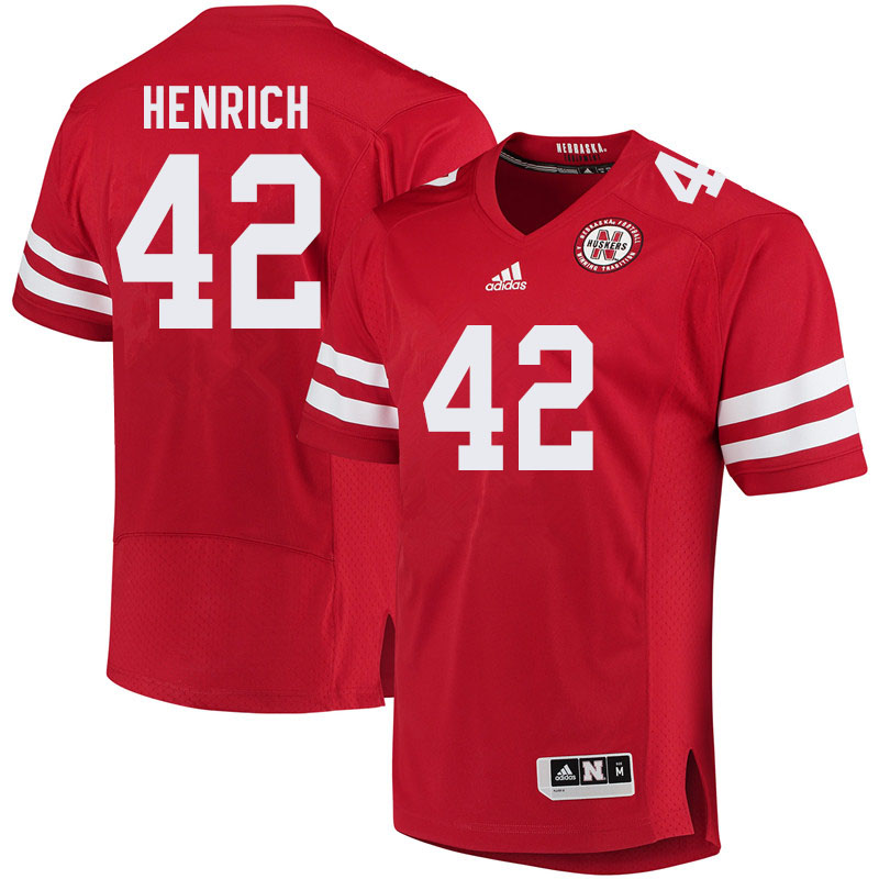 Men #42 Nick Henrich Nebraska Cornhuskers College Football Jerseys Sale-Red